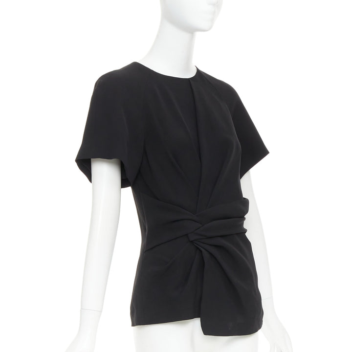 ALEXANDER WANG black drape knot front raglan crew neck top US2 S