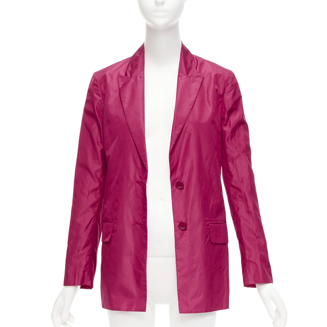 VALENTINO Piccioli 100% silk raspberry pink cinched waist casual blazer IT36 XXS