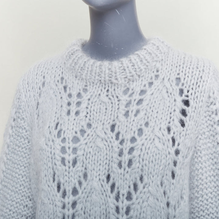 GANNI misty blue mohair wool climate compensated chunky sweater M
