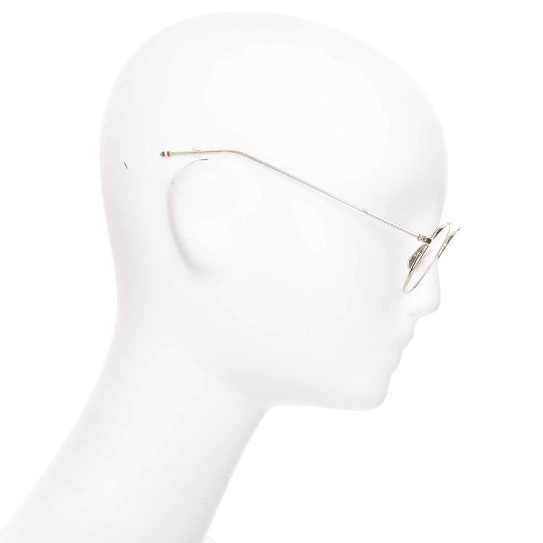THOM BROWNE 18-101-A-SLV-49 silver metal red blue clear round optical glasses