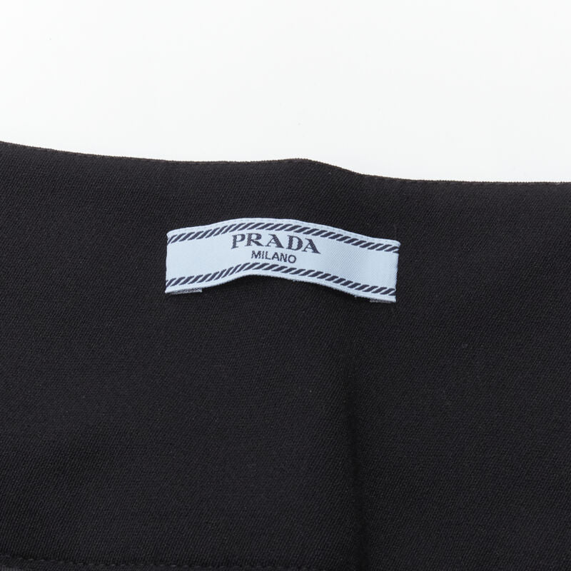 PRADA black wool buckle belt tapered cropped pants XS