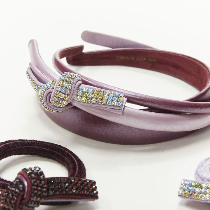 ALEXANDRE DE PARIS Alexander Zouari LOT OF 5 purple crystal headband hair tie