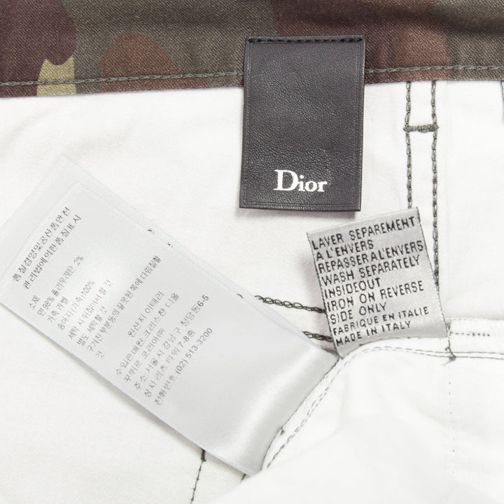 DIOR HOMME green Army Camouflage skinny denim cropped jeans 30"