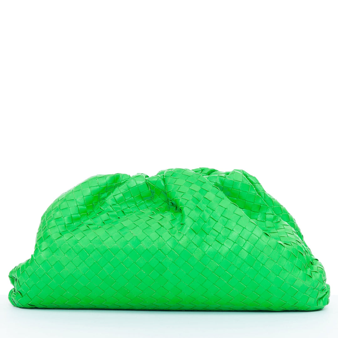 BOTTEGA VENETA Parakeet The Pouch green Intrecciato nappa leather clutch bag
