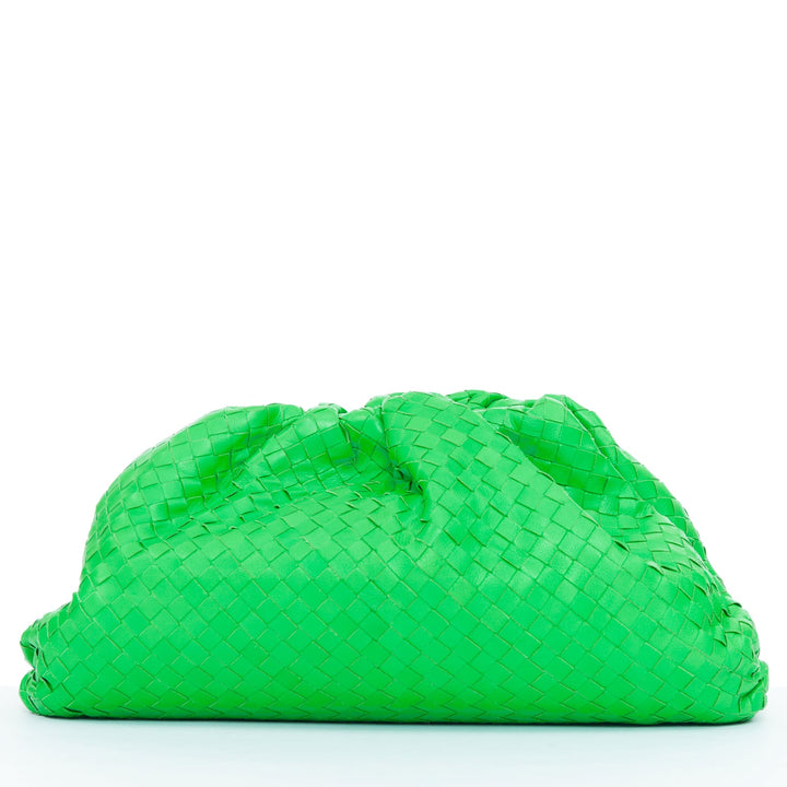 BOTTEGA VENETA Parakeet The Pouch green Intrecciato nappa leather clutch bag