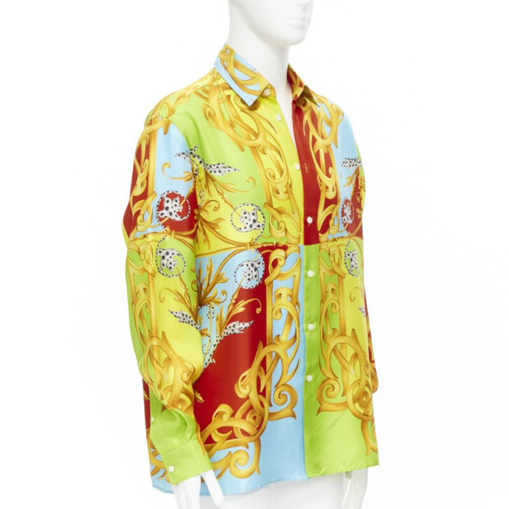 VERSACE 2020 Runway Barocco Acanthus Pop Print Limited silk shirt EU39 S