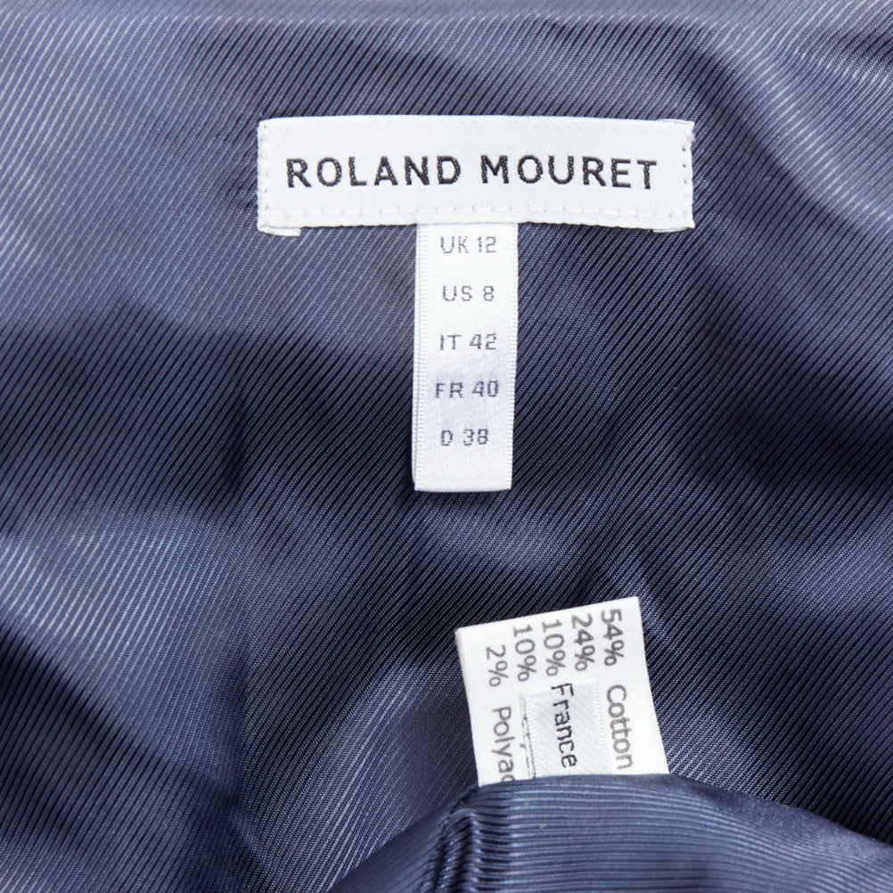 ROLAND MOURET navy cotton blend tweed collar structural coat UK12 L