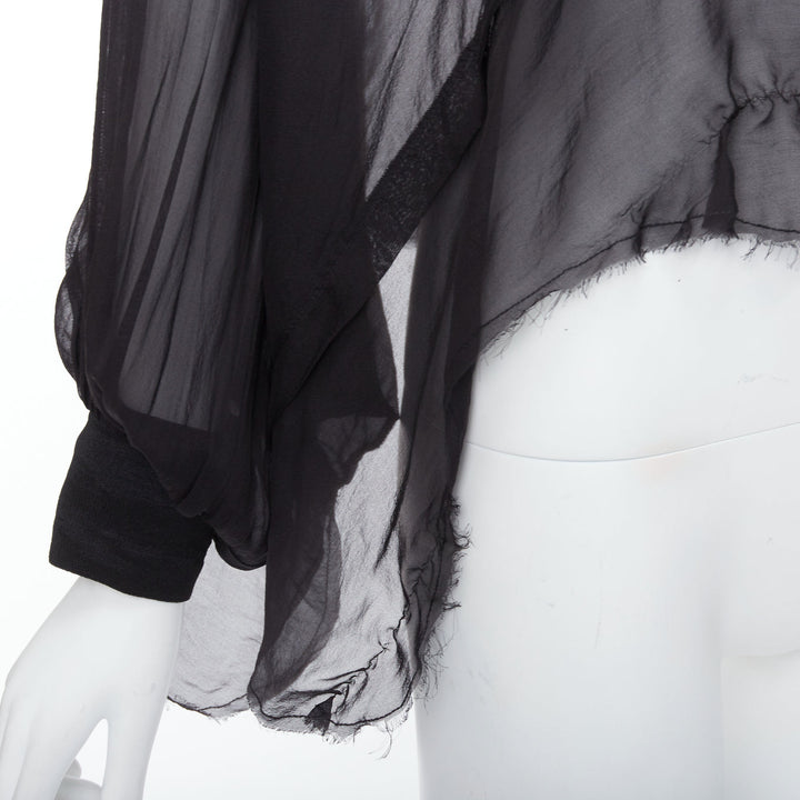 PIERRE BALMAIN Vintage black silk sheer panelled dolman sleeve blouse 24/38