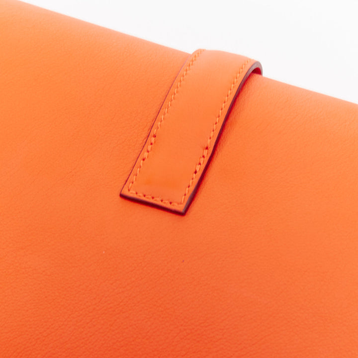 HERMES Jige Elan 35 orange swift leather elongated envelope clutch bag