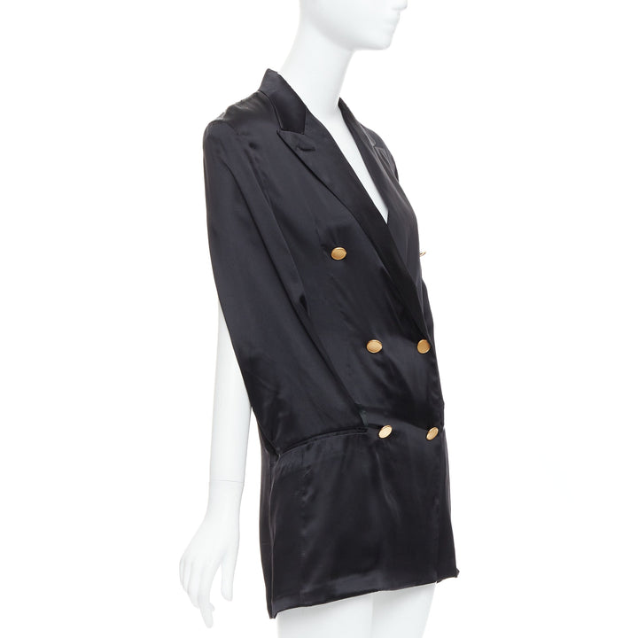 rare MAISON MARGIELA 2012 Runway black tucked sleeve blazer dress IT36 XXS