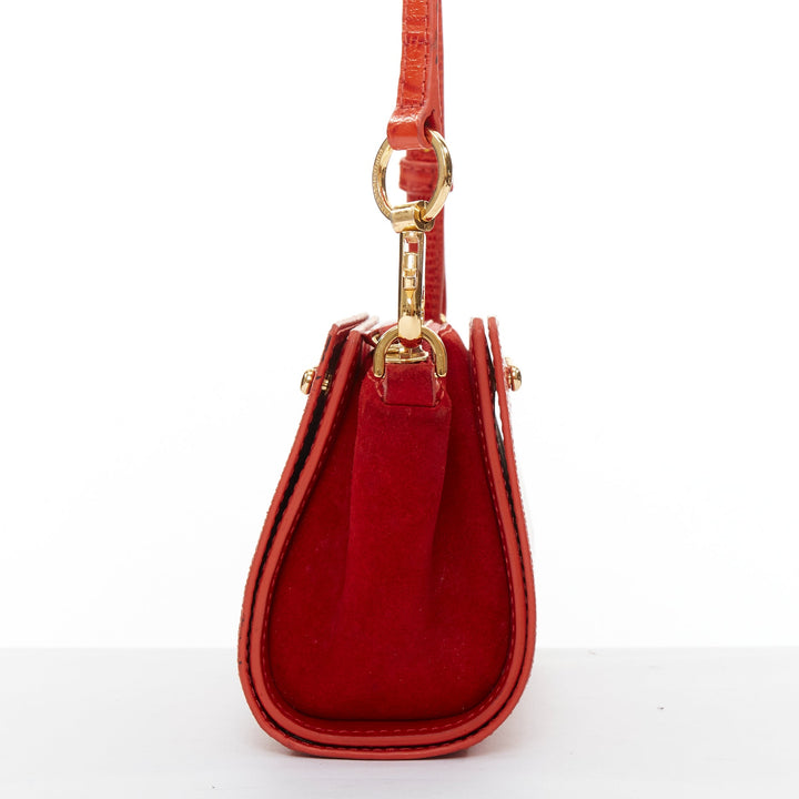 ALEXANDER WANG Pelican Sling red croc embossed leather studded crossbody bag