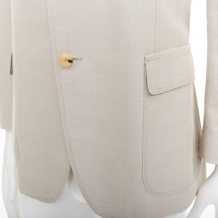 GUCCI Vintage stone cotton mohair single breasted pocket blazer jacket IT52 L