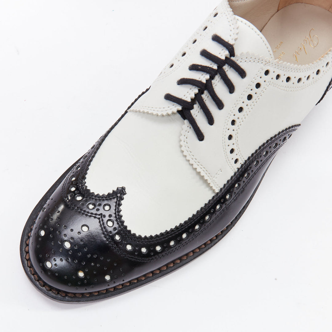 ROBERT CLERGERIE black white leather bicolor derby brogue UK7 EU40