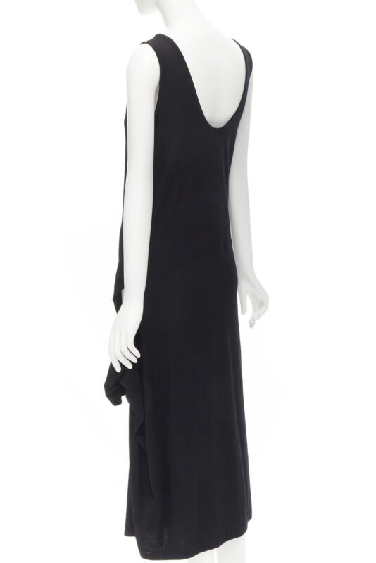 COMME DES GARCONS 1980s Vintage draped cut out detail scoop neck midi dress M