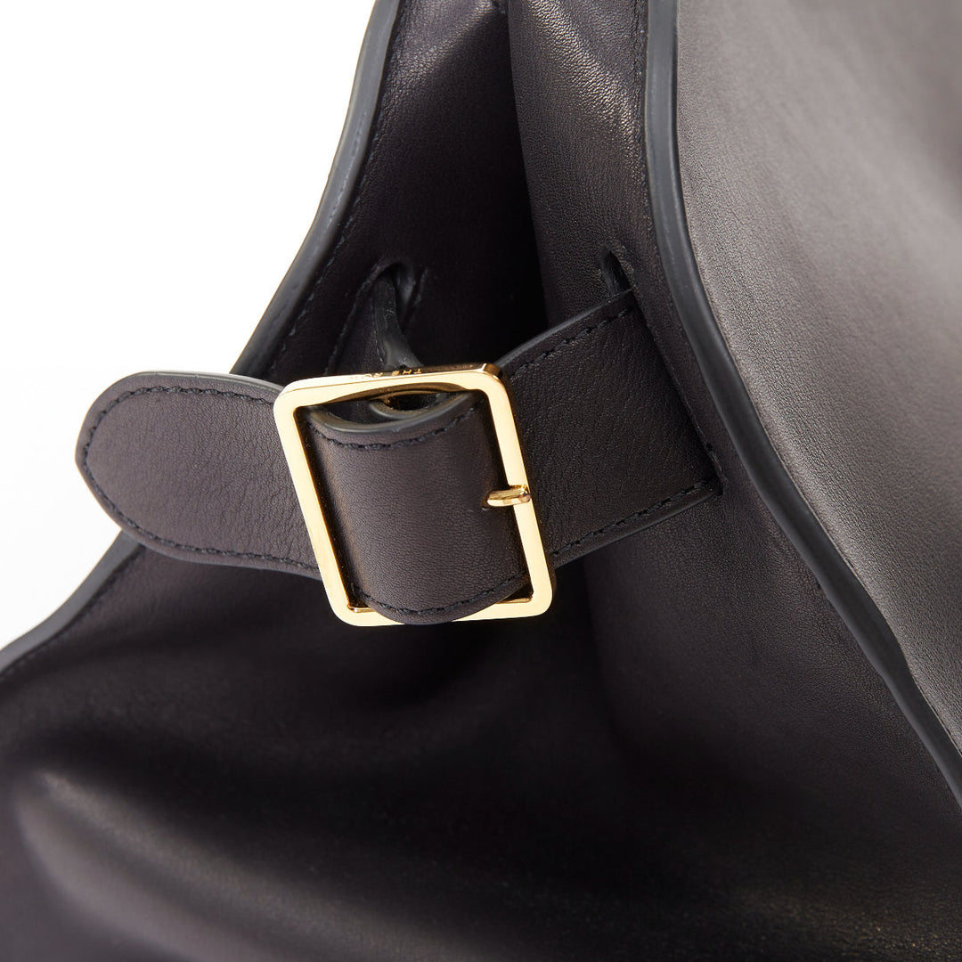 THE ROW 2024 Margaux East West Clutch black saddle leather handbag