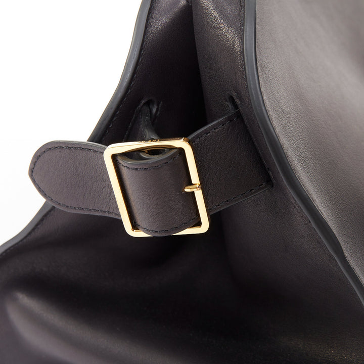 THE ROW 2024 Margaux East West Clutch black saddle leather handbag