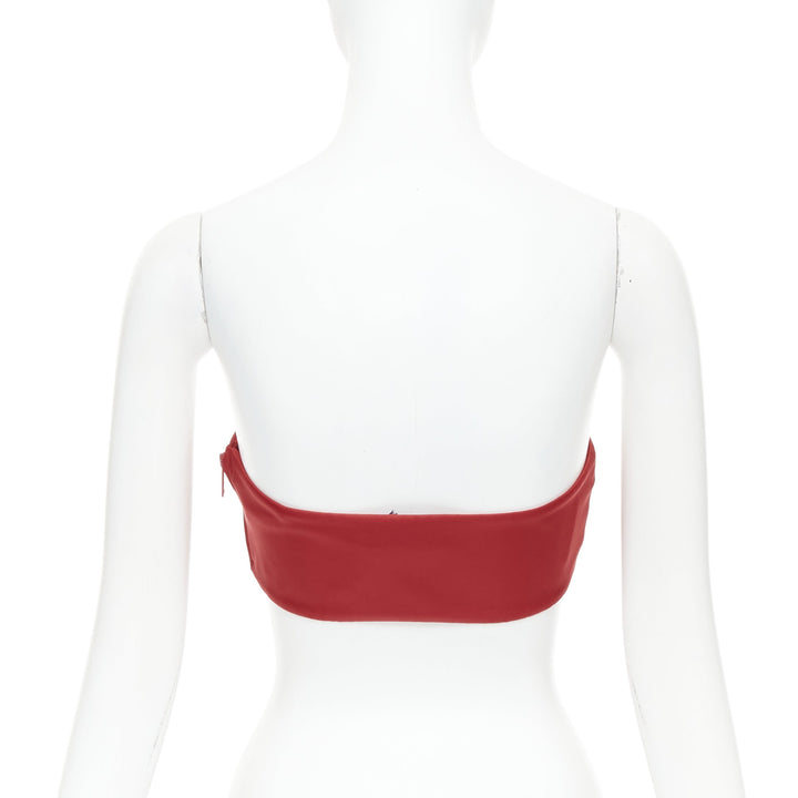 PRADA Re-Nylon red triangle logo plate strapless bustier tube top IT38 XS