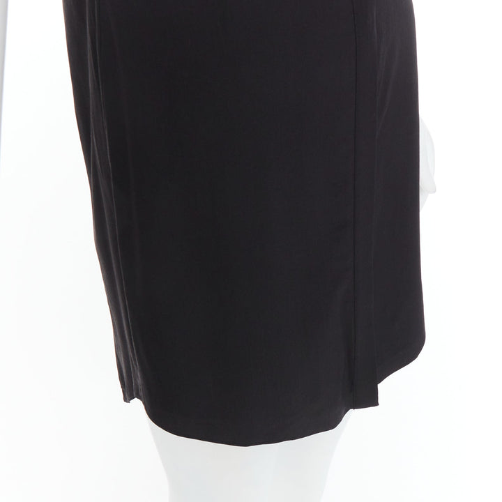 T ALEXANDER WANG black sheer silk blend panelled cap sleeve button dress XS