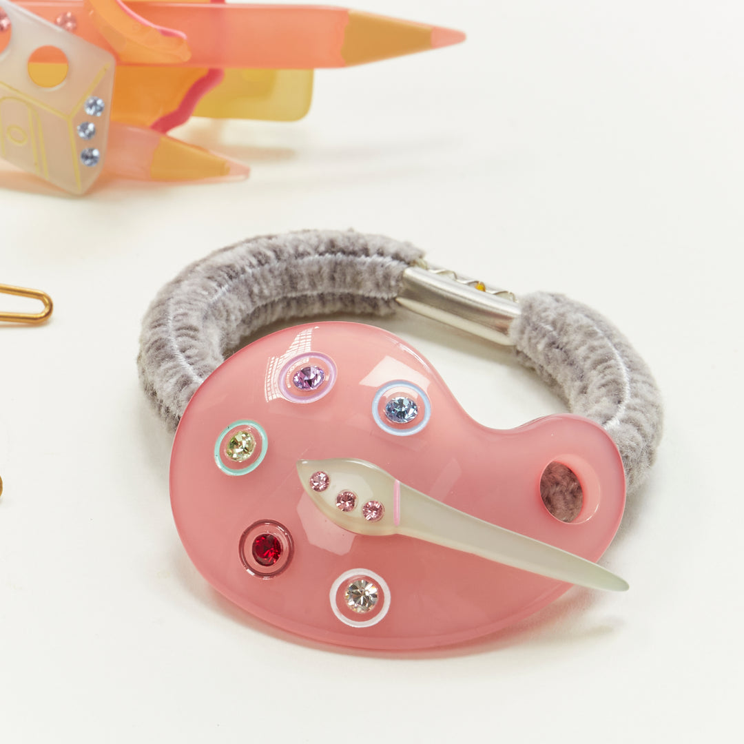 CHIC & MODE Alexandre Zouari pink brush stationary acrylic crystal clip tie X4