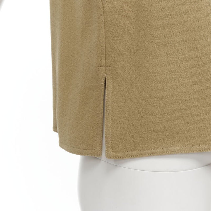 MARNI brown crepe gold button asymmetric draped sleeve boxy top IT40 S