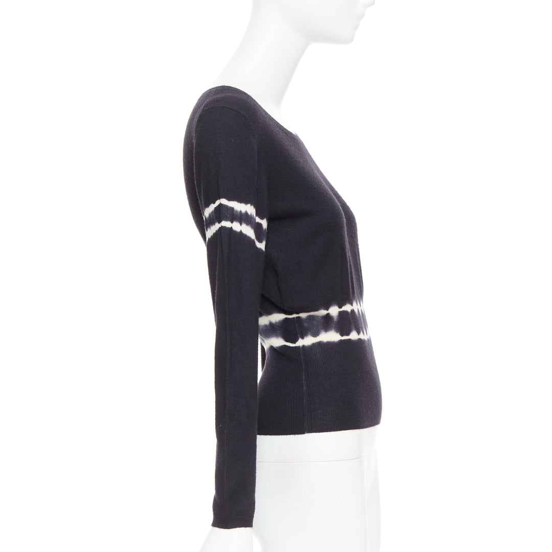 MIU MIU 2013 black cashmere silk tie dye cinched waist pullover sweater IT40 S