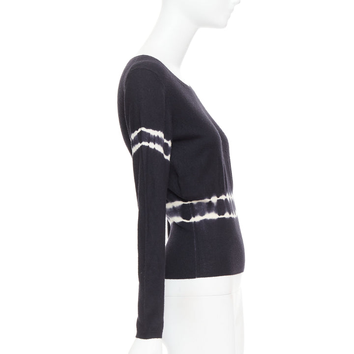 MIU MIU 2013 black cashmere silk tie dye cinched waist pullover sweater IT40 S