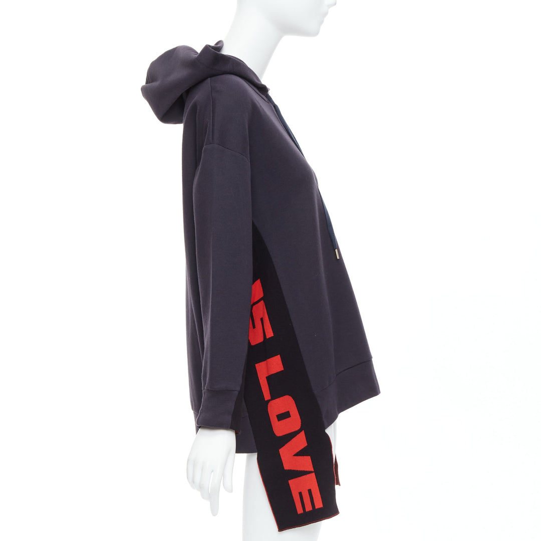 STELLA MCCARTNEY 2017 All Is Love navy red cotton long hoodie IT36 XXS