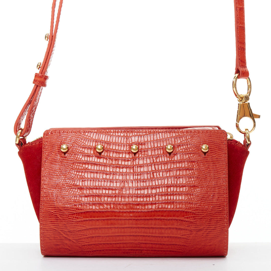 ALEXANDER WANG Pelican Sling red croc embossed leather studded crossbody bag
