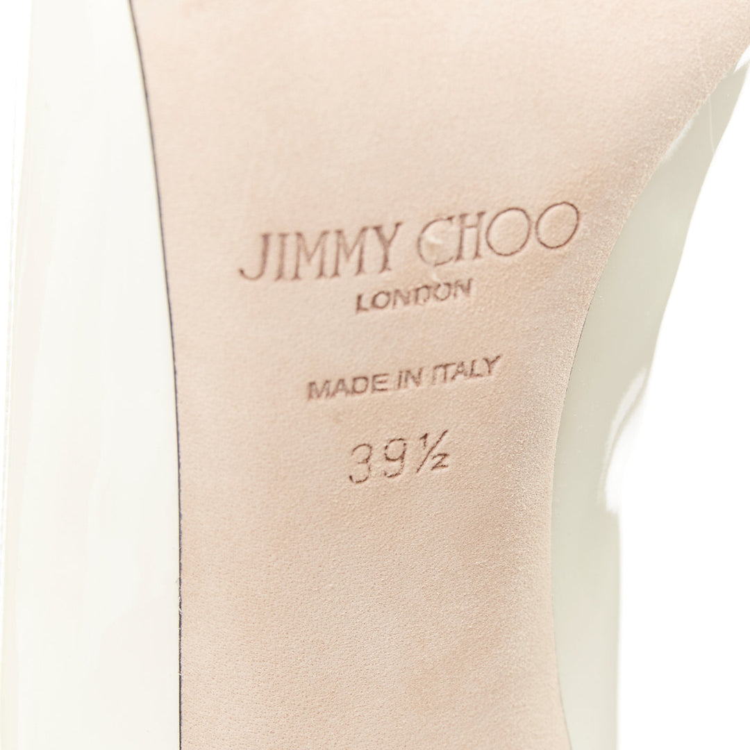 JIMMY CHOO Love 85 Latte cream patent JC emblem pumps EU39.5