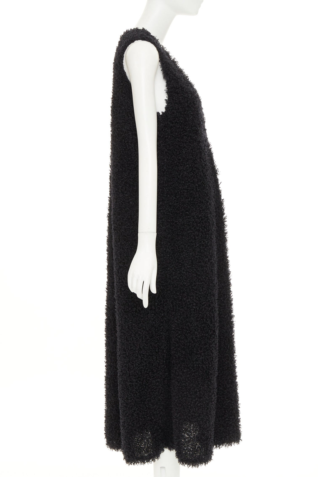 MELITTA BAUMEISTER 2017 Runway black fluffy plunge neckline midi dress S