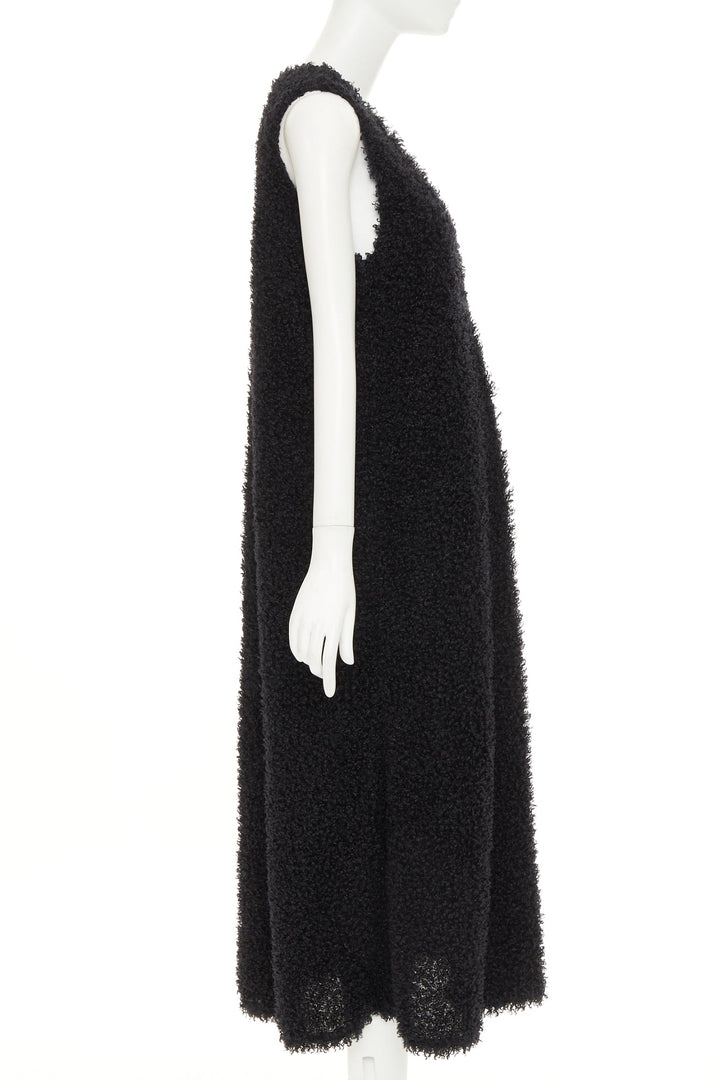 MELITTA BAUMEISTER 2017 Runway black fluffy plunge neckline midi dress S
