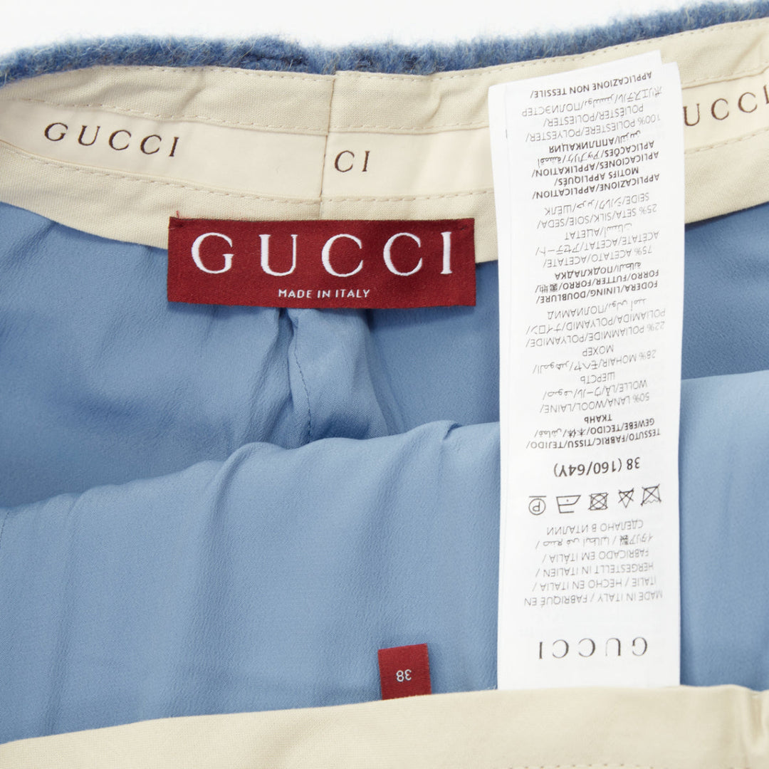 GUCCI 2024 textured wool mohair blend high waist tailored formal shorts IT38 XS