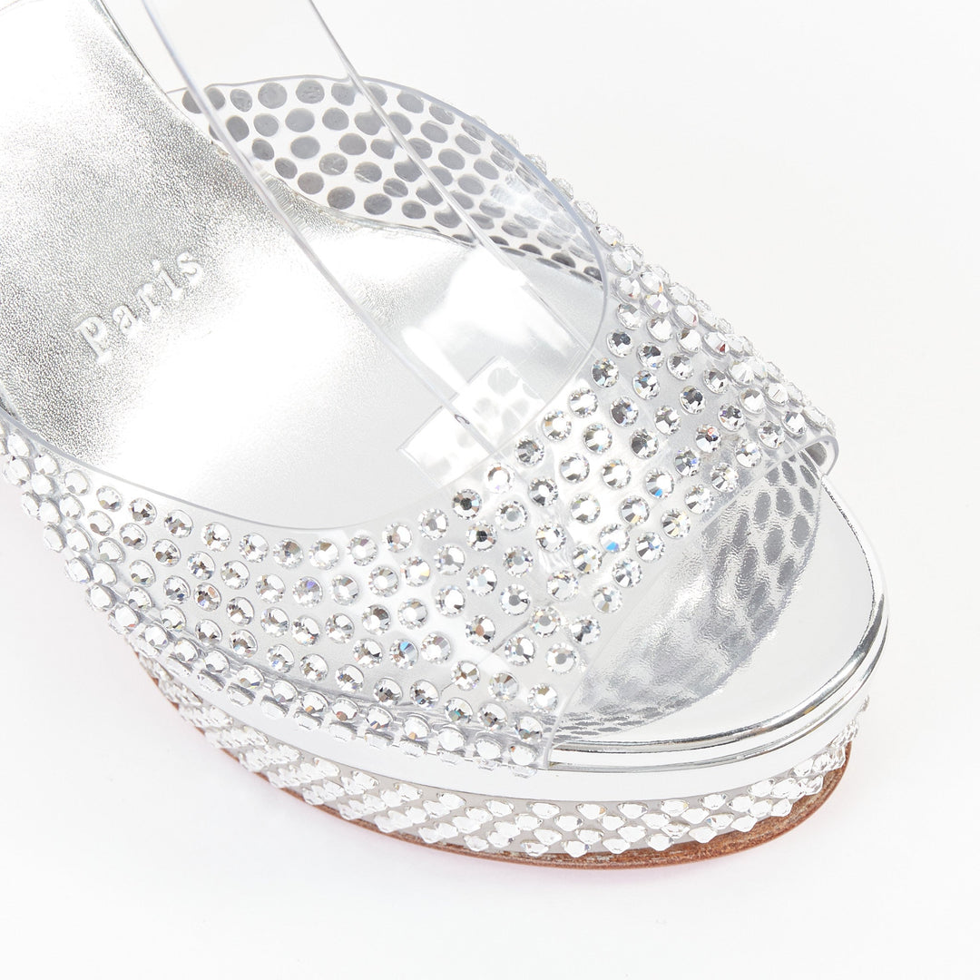 CHRISTIAN LOUBOUTIN Bridal Cassandrissima Alta 130 crystal silver platform EU36