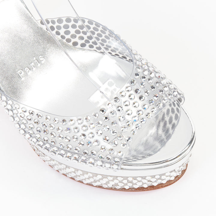 CHRISTIAN LOUBOUTIN Bridal Cassandrissima Alta 130 crystal silver platform EU36