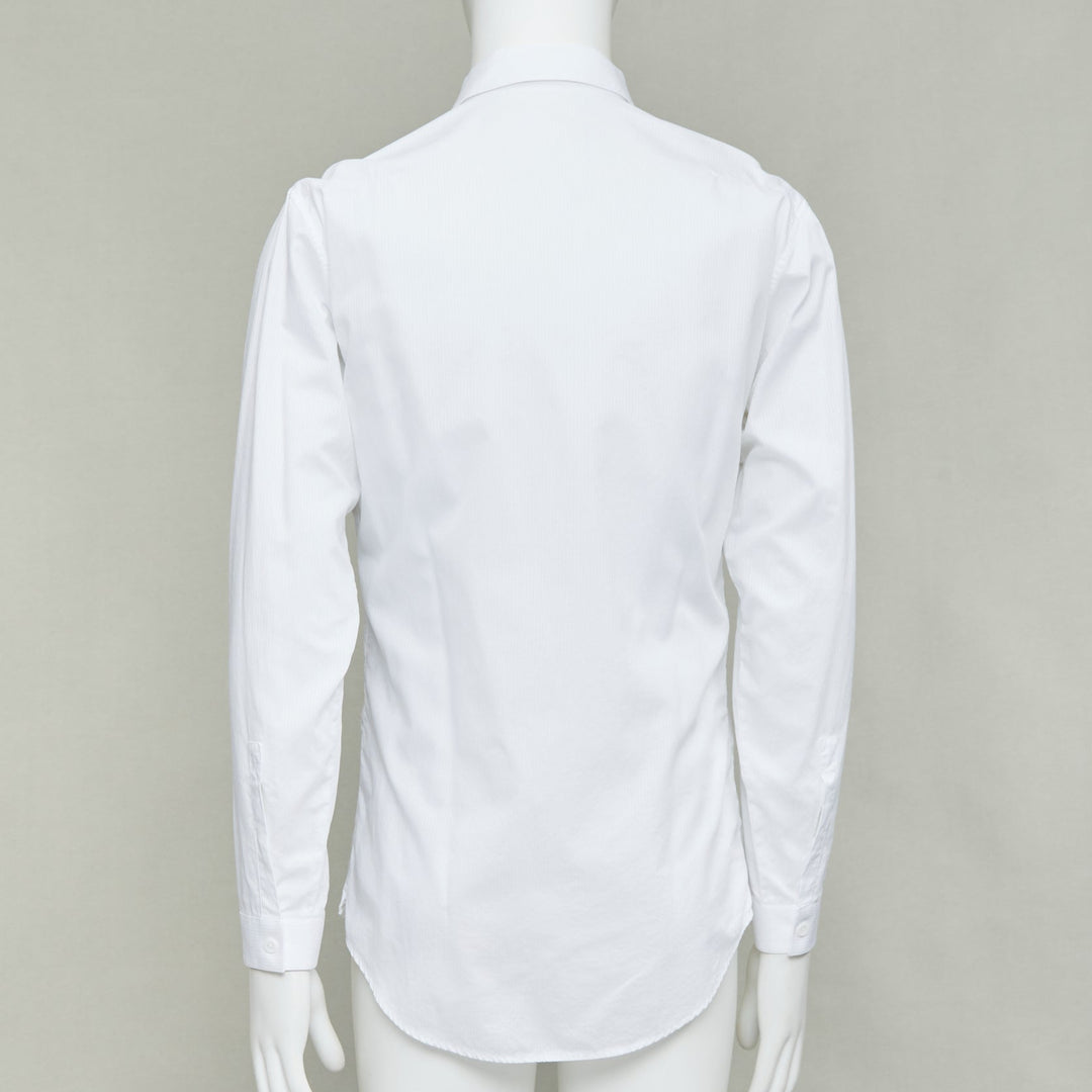DIOR HOMME Hedi Slimane white cotton black bee embroidery shirt EU38 S