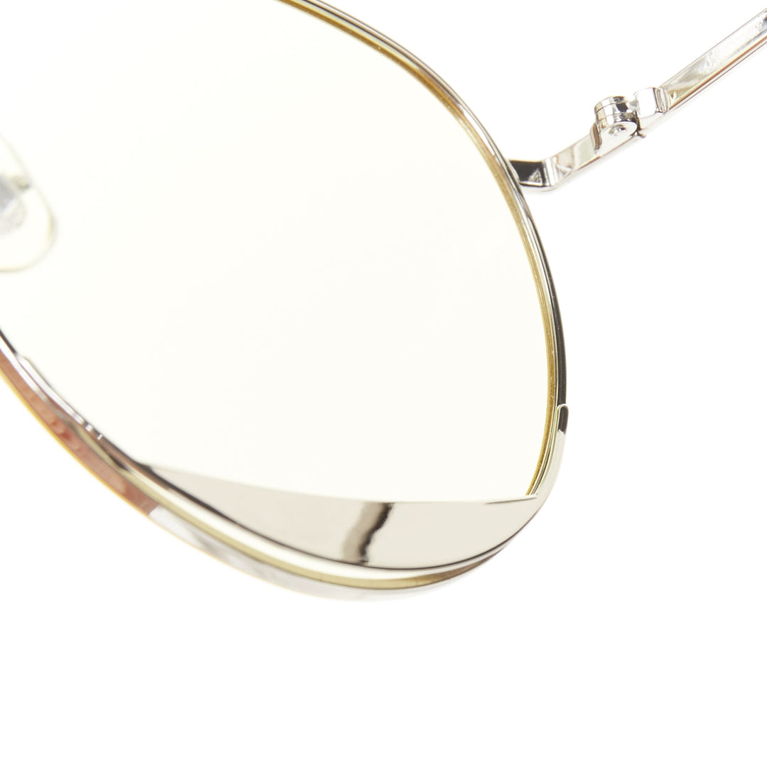 GENTLE MONSTER Odd Odd 02 yellow flat lens silver aviator sunglasses