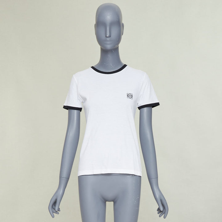 LOEWE 2024 white black Anagram embroidered slim-fit ringer tshirt S