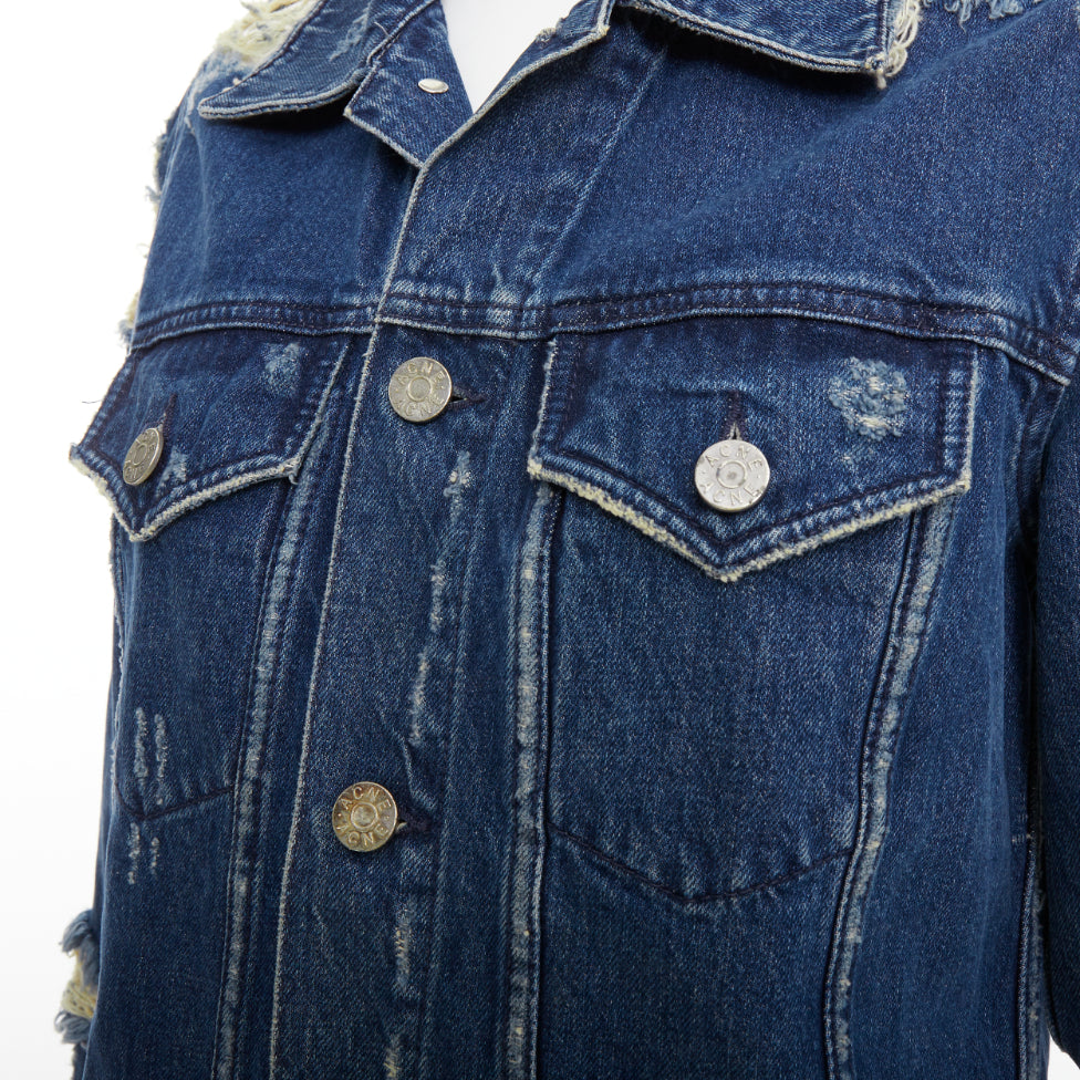 ACNE STUDIOS 2012 Fever Torn blue distressed denim cut out jacket FR34 XS
