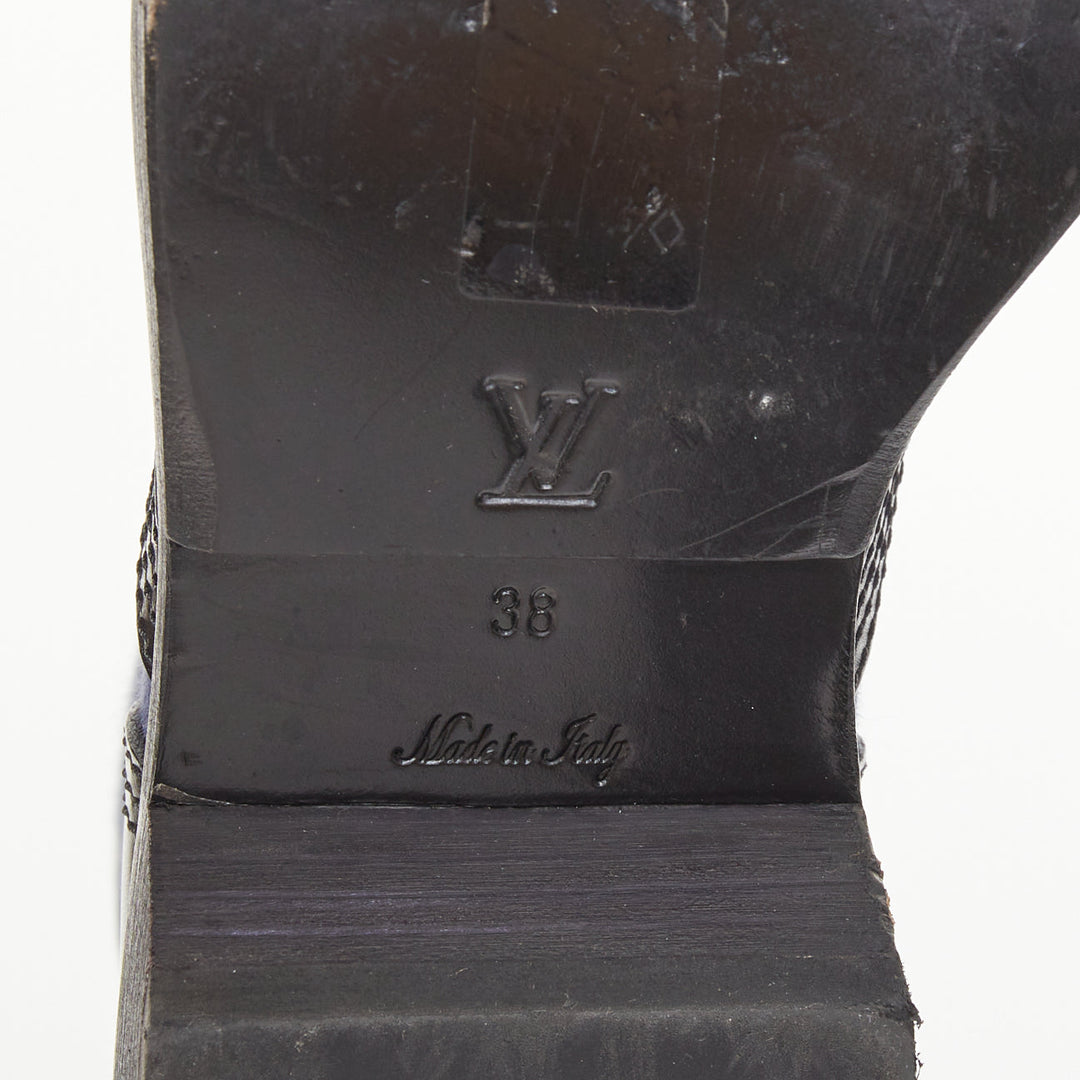 LOUIS VUITTON Metropolis Denim Monogram Flat Ranger combat boots EU38 US8