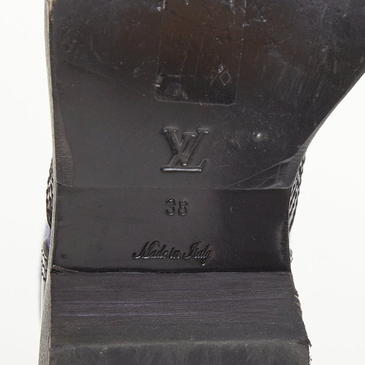 LOUIS VUITTON Metropolis Denim Monogram Flat Ranger combat boots EU38 US8