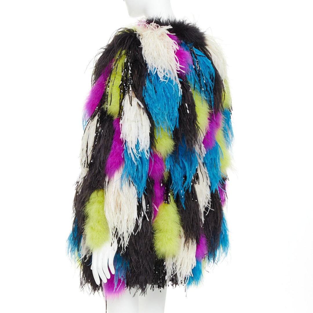 rare ALEXANDRE VAUTHIER COUTURE SS2022 Runway Maison Lemarie ostrich tinsel coat