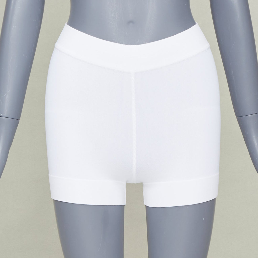 ALAIA cream viscose blend high waist ribbed knitted boyish jogger shorts FR36 S