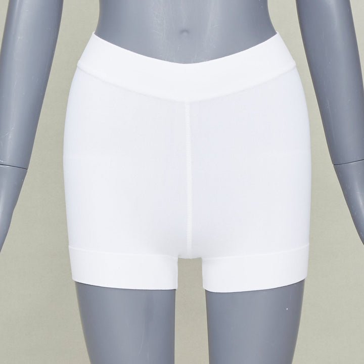 ALAIA cream viscose blend high waist ribbed knitted boyish jogger shorts FR36 S