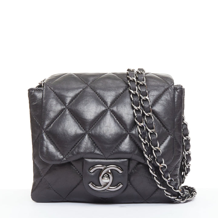 CHANEL 2010 3 Accordion Mini Flap Bag black lambskin silver CC mini bag