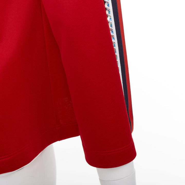 GUCCI Alessandro Michele 2018 red rhinestone crystal flared track jacket XS