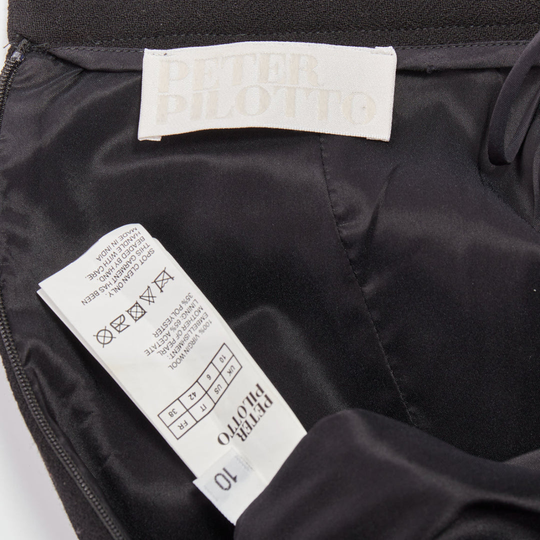 PETER PILOTTO black wool red purple mother of pearl embellished skirt UK10 M