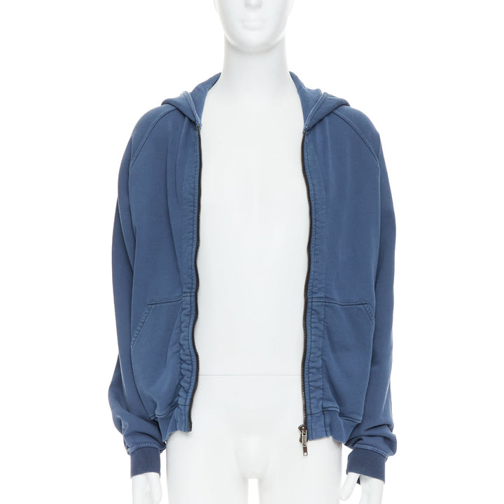 Male mannequin wearing Haider Ackermann Perth Blue Cotton Men Hoodies in Size  XS | Available at JHROP