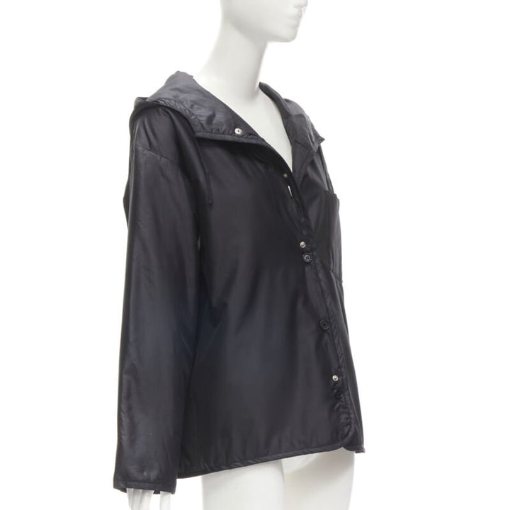 HELMUT LANG black hooded pocketed cutout armhole jacket IT40 S
