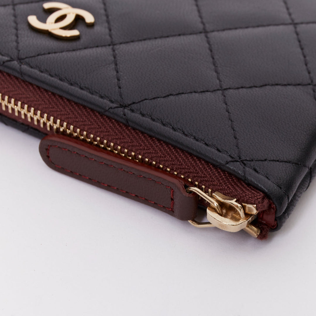 CHANEL Classic Small Zipped Pouch smooth lambskin  gold tone metal pouch