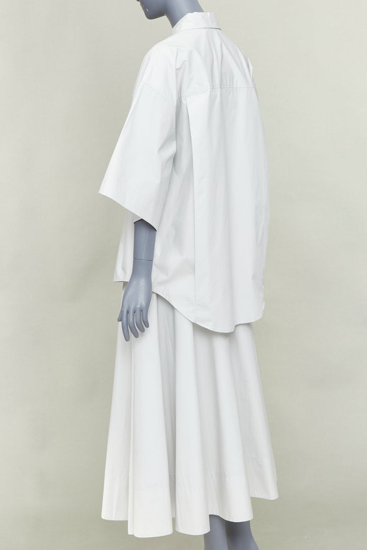 REMAIN Wind Chime light grey organic cotton oversized shirt skirt set FR36 S